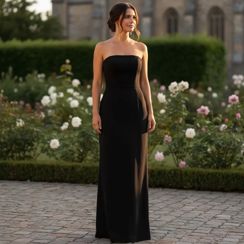 Vintage Bob Mackie Elegant Black Strapless Evening Dress NWT